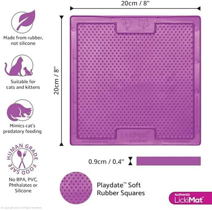 LickiMat Classic Soother, Cat Slow Feeder Lick Mat, Boredom Anxiety Reducer; Perfect for Food, Treats, Yogurt, or Peanut Butter. Fun Alternative to a Slow Feed Cat Bowl or Dish, Purple - Image 2