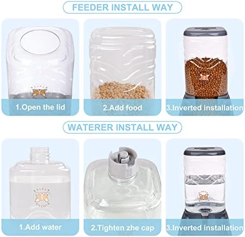 Elevon Automatic Cat Feeder, Gravity Food and Water Dispenser Bowl Set for Small Medium Dogs Animals, Pet Feeder Dispenser Storage Food, 3.8L Large Capacity, Gray - Image 6