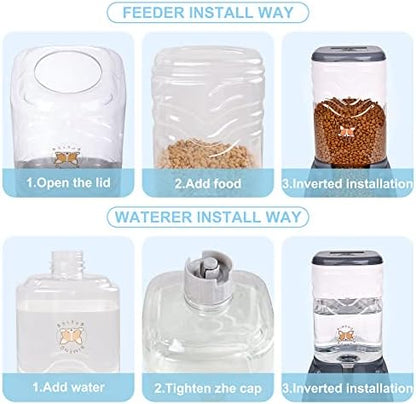 Elevon Automatic Cat Feeder, Gravity Food and Water Dispenser Bowl Set for Small Medium Dogs Animals, Pet Feeder Dispenser Storage Food, 3.8L Large Capacity, Gray - Image 6