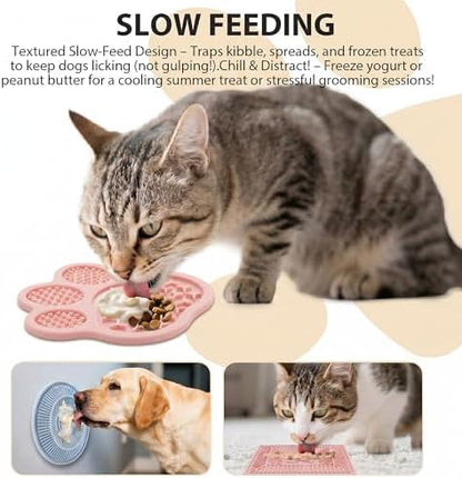 Lick Mat for Dogs & Cats, Slow Feeder Pad with Suction Cups Pink - Image 6