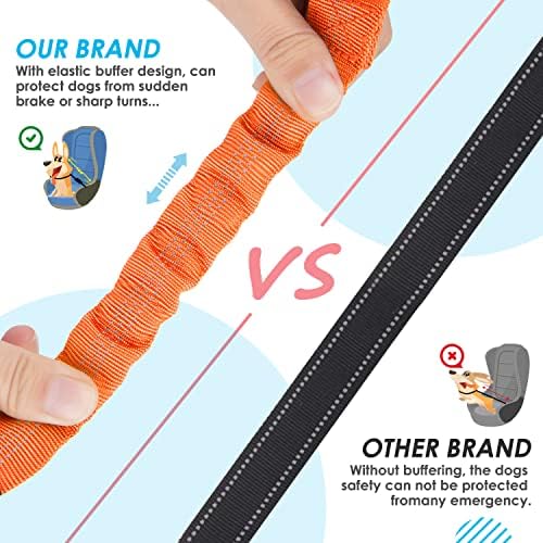 SlowTon Double Dog Seat Belt for Car with Elastic Bungee Buffer, Adjustable - Image 5
