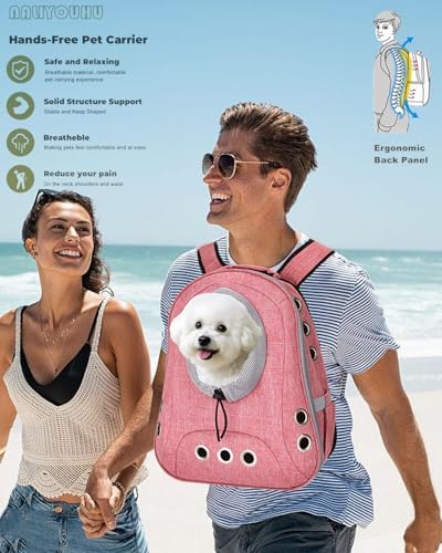 Small Dog Cat Chest Backpack Carrier,Large Space Ventilated Front Facing Backpack Carrier for Puppy,Lightweight Doggy Backpack for Hiking,Camping,Travel,Outdoor,Max 12 lbs(Pink) - Image 6