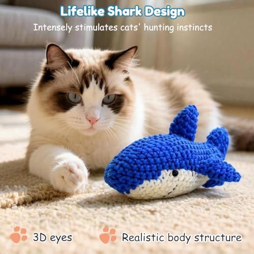 Catnip Fish Toy - Hand-Crocheted with Real Catnip & Bell, Interactive Kicker Toy for Cats Kitten, Soft & Safe for Biting - Image 5