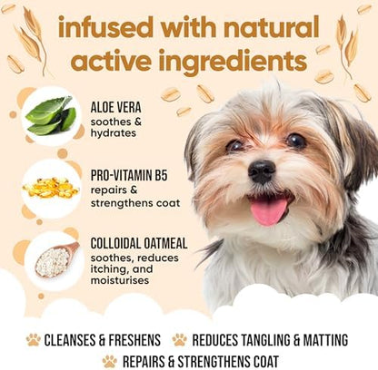 Oatmeal Dog Shampoo by Buddycare | Shampoo for Dogs with Irritated Skin | Relieving and Rehydrating | with Aloe Vera and Pro Vitamin B5 (50.72oz) - Image 3