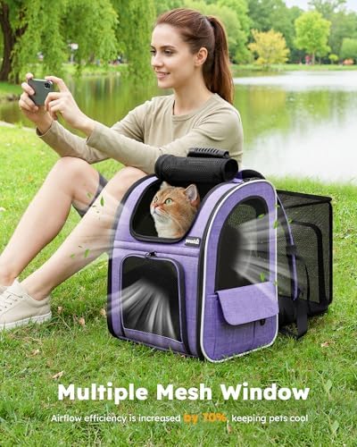 pecute Cat Backpack Expandable, Cat Carrier with Breathable Window - Image 7
