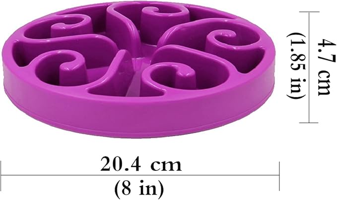 Dog Bowl Slow Pet Feeders Non Skid Bowl Dog Water Bowl Dry Food Bowl Slow Feeder Fun Bowl Slow Eating Bowl for Small Dog Large Dog Medium (Purple, M)