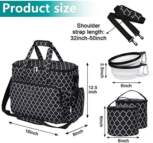 BAGLHER Dog Travel Bag, Pet Travel Bag (ALL Pet Travel Supplies), With 2 Pet Food Containers and 2 Collapsible Silicone Bowls; Essential Kits for Pet Travel DLblack - Image 3
