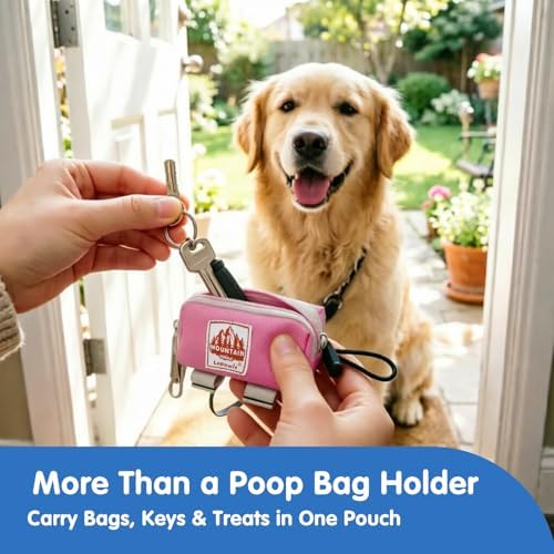 Dog Poop Bag Holder for Leash, Large-Capacity Canvas Pouch, Pink - Image 2