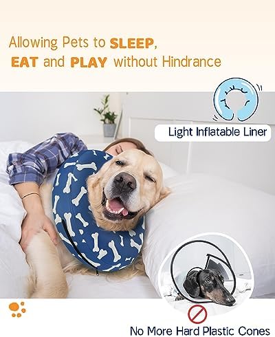 Supet Inflatable Dog Cone Alternative After Surgery - Neck Donut Recovery E-Collar for Neuter - Soft Cone for Small, Medium, Large Dogs - Image 3
