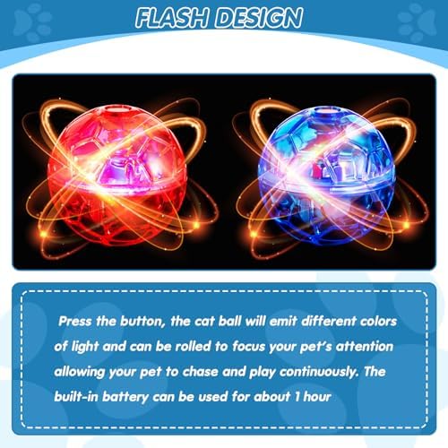 Sratte 2 Pcs Light up Cat Balls Ghost Hunting Motion, Pink, Purple - Image 3