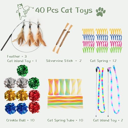 40-Pack Cat Toys for Indoor Cats & Kittens, Interactive Cat Toy - Image 2