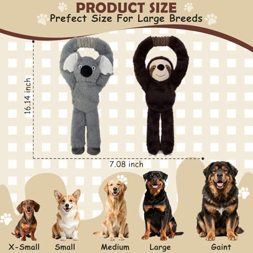 No Stuffing 2-Pack Dog Toys, Squeaky Plush with Crinkle Toy for Medium Pets - Image 3
