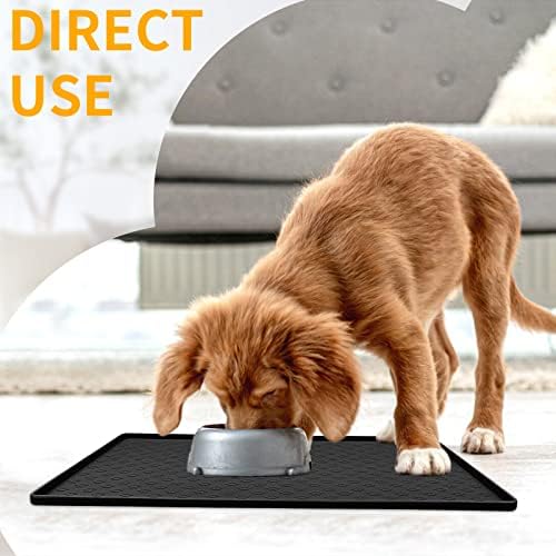 Ptlom Pet Placemat for Dog and Cat, Mat for Prevent Food and Water Overflow, Suitable for Small, Medium and Big Pet,24.5" 16.5", Black - Image 3