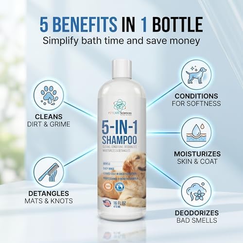 16 floz 5 in 1 Dog Shampoo for Itchy Skin - Sensitive Skin Dog Shampoo for Smelly Dogs - Dog Shampoos & Conditioners - Made in The USA - Image 4