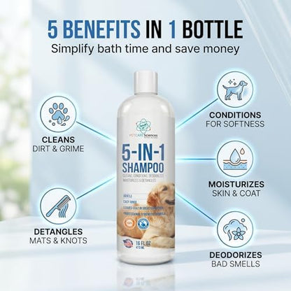 16 floz 5 in 1 Dog Shampoo for Itchy Skin - Sensitive Skin Dog Shampoo for Smelly Dogs - Dog Shampoos & Conditioners - Made in The USA - Image 4