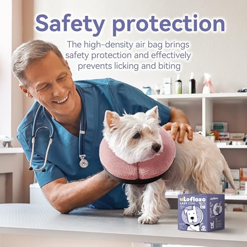Loflaze Soft Inflatable Dog Cone Collar for Large Medium Small Dogs Cats - After Surgery Dog Neck Donut Collar, ECollar Alternatives for Recovery - Pink, L+ - Image 3