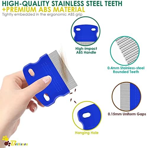6 Pack Dog Grooming Comb, Pet Flea Lice Stainless Steel Cat Combs with Rounded Teeth, 2-in-1 Double Sided Professional Dogs Tear Stain Remover, Dematting Tool for Small, Medium & Large Pets - Image 4