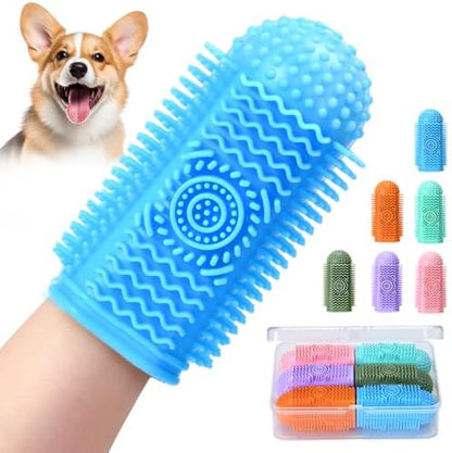 6Pcs Silicone Dog Toothbrush,360° Dog Tooth Brushing Kit,Finger Toothbrush,Cat Tooth Brush,Teeth Cleaning,Dogs Cats Teeth Cleaning Dental Care by Unknown