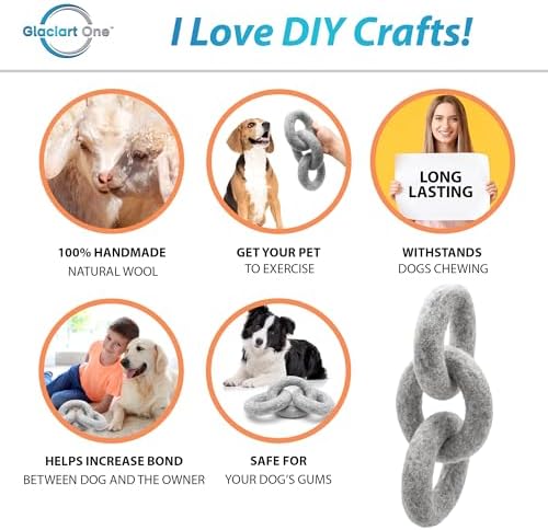 Glaciart One Felted Wool Dog Chew Rings | Durable Dog Chew Toy, Puppy Chew Toys for Teething & Dog Teeth Cleaning | Pet Toys Fetch Games & for Anxiety/Boredom | Great for Small, Medium or Large Dogs - Image 2