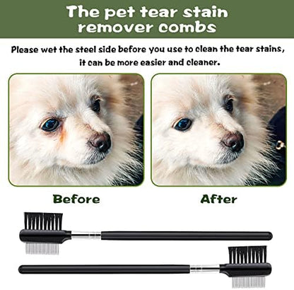cobee Double-Head Metal Grooming Comb for Dogs, Puppies, and Cats - 2 Pcs Booger, Flea, Crust, Mucus, and Tear Stain Remover - Image 3