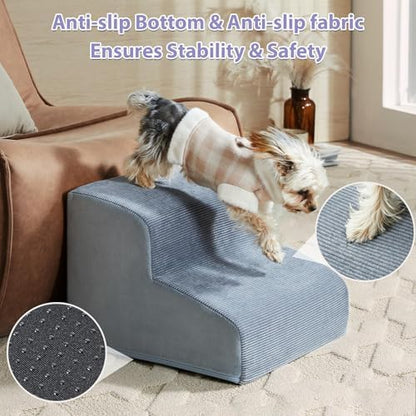 LEXTRO Dog Stairs for Small Dogs, 2-Steps Dog Ramp for Couch, Pet Stairs with Highly Supportive Foam and Non-Slip Bottom, Pet Steps for Cat & Doggie (High 11.8 Inch) - Image 3