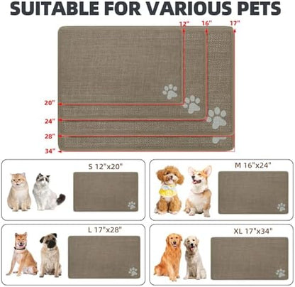 PUPTECK Dog Food Mat, Absorbent Pet Cat Feeding Mat for Food and Water Bowls, Anti-Slip Dog Placemat for Floors Waterproof, Pet Supplies Accessories, Khaki M - Image 2