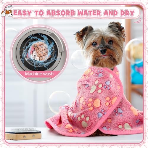 Tegeme 12 Pcs Puppy Blanket for Cat, 23 x 16 Inch Pink, Beige, Camel - Image 5