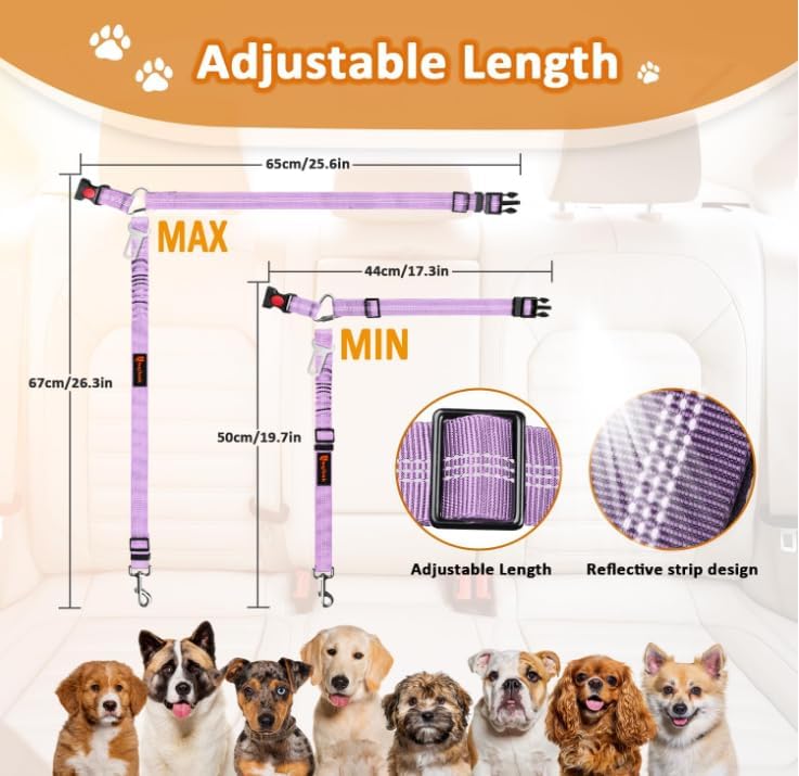 Laqibak Removable Dog Seat Belt Harness for Car, 3 in 1 Pet Seatbelt Leash - Image 7