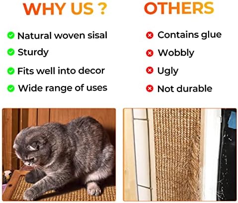 2PCS Cat Scratching Post - BXL, Natural Wooden Sisal Cat Wall Scratcher, Floor or Wall Mounted Vertical Cat Scratch Pad for Indoor Cats Adults or Kittens, Cat Wall Furniture Protector - Image 6