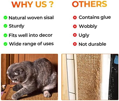 2PCS Cat Scratching Post - BXL, Natural Wooden Sisal Cat Wall Scratcher, Floor or Wall Mounted Vertical Cat Scratch Pad for Indoor Cats Adults or Kittens, Cat Wall Furniture Protector - Image 6