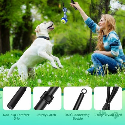 Flirt Pole for Dogs, Interactive Toys Tug-of-war for Pet, Durable Teaser Wand, Chase Toys with Rope Chewing Sticks, for Outdoor Exercise & Training - Image 2