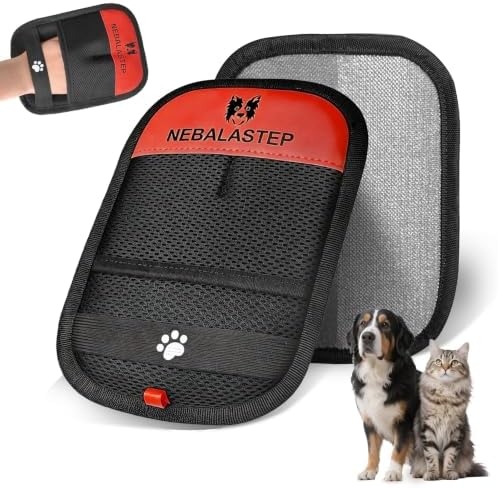 Pet Hair Remover Gloves Brush for Dogs & Cats,Electrostatic Reusable Pet Hair Remover Tool for Laundry,Clothing,Couch,Carpet,Car Seat,Upgraded Animal Fur Removal Tool (Red, Type 2) by NEBALASTEP