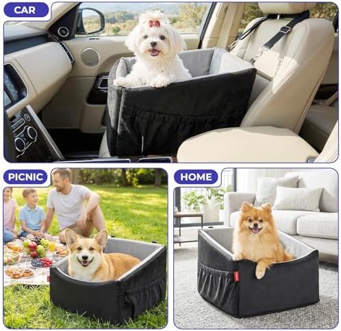 BurgeonNest Small Dog Car Seat for Dogs Up to 25 lbs (Black Grey) - Image 6
