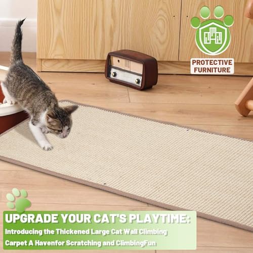 Uranshin Natural Sisal Cat Wall Climbing Carpet, Wall Scratcher Mat Pad - Image 4