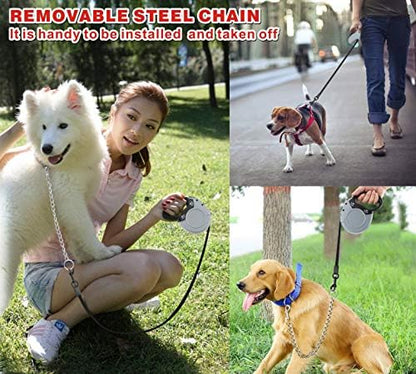 Idepet Heavy Duty Retractable Dog Leash for Small and Medium Dogs, Anti-Chewing Steel Chain 360 Degree Tangle-Free,Break and Lock System,16ft Leash for Dog Walking (Flat Rope) - Image 6