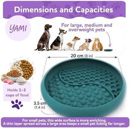 YAMI Dog Lick Bowl, Lick Mat for Dogs, Wet Food Cat Slow Feeder, Freeze Bowl, Enrichment & Puzzle Toy for Anxiety Relief, Food-Grade Silicone, Suction Cups, Dishwasher Fit, for All Breed (Dark Teal) - Image 3