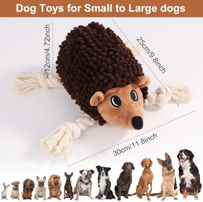 Dog Squeaky Toys for Dogs - Hedgehog Mop Plush Interactive Rope Toy, Durable Chew Toy with Squeaker and Crinkle for Small to Large Dogs, Tug of War Pet Toy for Puppies & Aggressive Chewers - Image 7