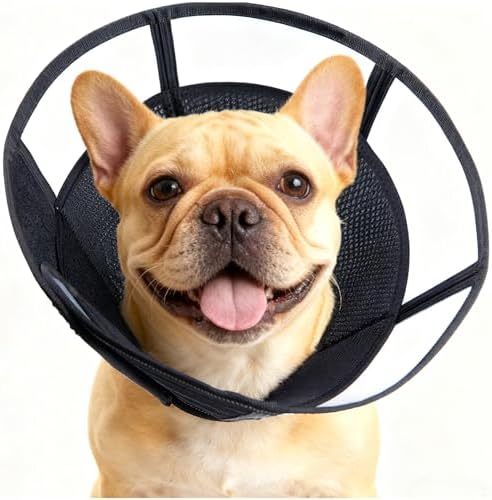 Soft Dog Cone, Stop Licking Deep Pet Recovery Collar After Surgery for Large Medium Dogs, Clear Plastic Breathable Elizabethan Head Neck Circle, Adjustable Comfortable Cones 20cm /8" Long (M Black) by MoonyMars