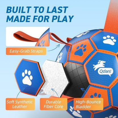 QDAN Dog Ropes Toys, Soccer Ball with Straps, Tug Toy, Dog Birthday Gift - Image 5