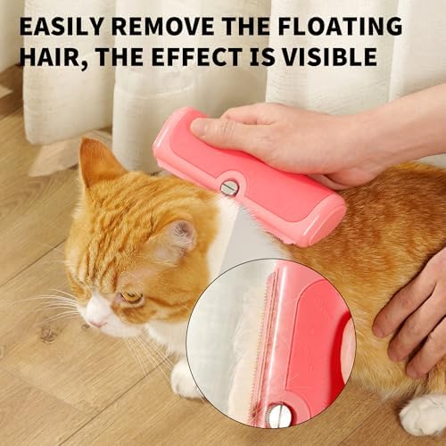 Cat Deshedding Brush for Short Hair, Pink - Image 3