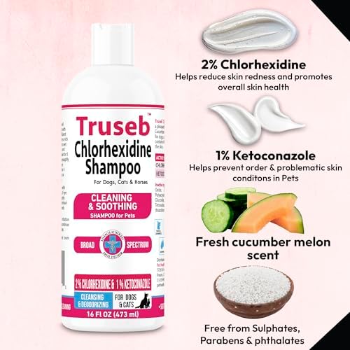 Truseb Topical Ketoconazole and Chlorhexidine Shampoo for Dogs, Cats, and Horses with Aloe - 16 oz (Ketoconazole & Chlorhexidine Shampoo, 16 oz) - Image 4