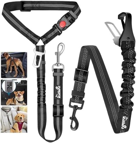 Lukovee Dog Seat Belt, 2 Pack, 3-in-1 Headrest & Seatbelt Clip & Latch by Lukovee