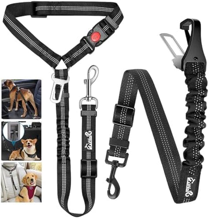 Lukovee Dog Seat Belt, 2 Pack, 3-in-1 Headrest & Seatbelt Clip & Latch by Lukovee