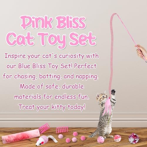 Foilswirl 24 Pcs Cat Toys Set Interactive Kitten Toys Pack, Pink - Image 2