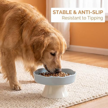 Ceramic Slow Food Bowl, Blue, High Design, Choke-Free Pet Bowl, for Cats and Small Dogs - Image 3