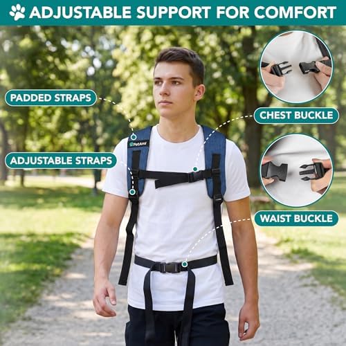 PetAmi Expandable Dog Backpack Carrier for Cats & Pets, Breathable Cat Carrier Backpack with Top Window & Multi-Entry, Ventilated Foldable Travel Carrier for Small Medium Pets up to 18 lbs, Navy - Image 6
