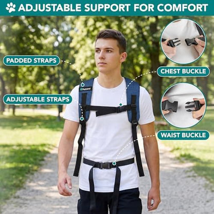 PetAmi Expandable Dog Backpack Carrier for Cats & Pets, Breathable Cat Carrier Backpack with Top Window & Multi-Entry, Ventilated Foldable Travel Carrier for Small Medium Pets up to 18 lbs, Navy - Image 6