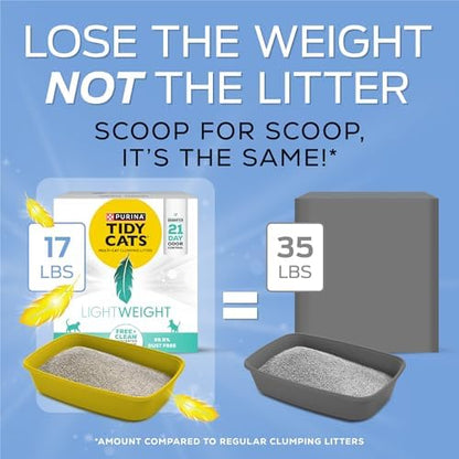 Purina Tidy Cats Low Dust Clumping Cat Litter, LightWeight Free & Clean Unscented, Multi Cat Litter - 17 lb. Box - Image 2