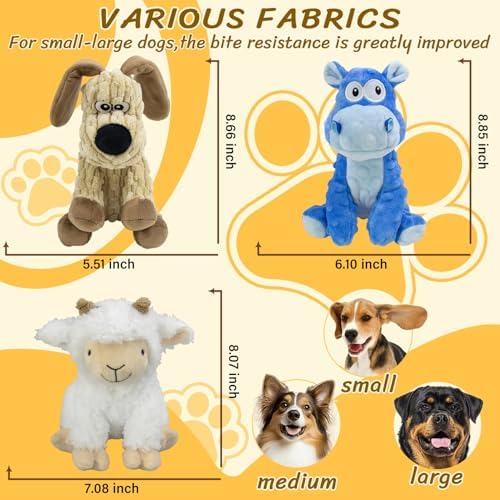 Squeaky Stuffed 3PCS Dog Toys, Chew for Large Medium Small Breeds - Image 3