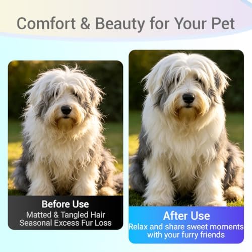 Dog Deshedding Rake for Shedding, Double-Sided Grooming Tool for Dogs & Cats, Gentle Skin-Friendly Pet Brush for Long and Short Hair Breeds, Removes Loose Hair and Keeps Coats Healthy (Brush & Comb) - Image 7